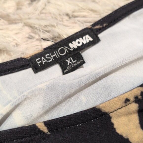 Fashion Nova Cut-Out Abstract Print Midi Dress with Side Slit - Picture 8 of 8